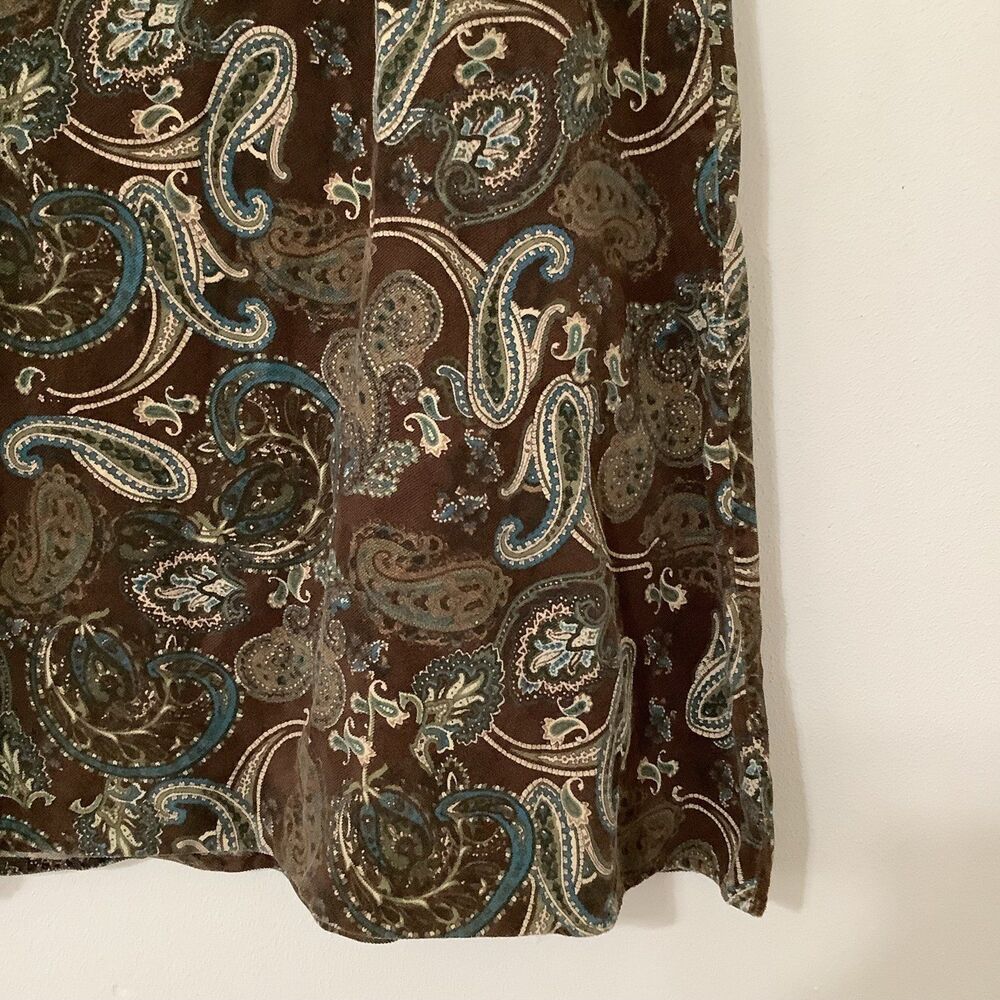 Vintage Y2K Corduroy Western Boho Fairycore Brown Paisley Cotton Fairy Skirt 14 - Picture 8 of 10